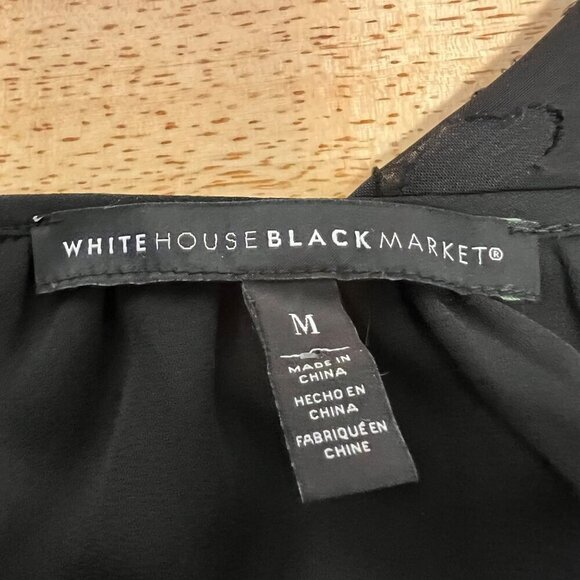 WHBM Womens Textured Top 3/4 Sleeve Black Size Medium Lined - Picture 6 of 7